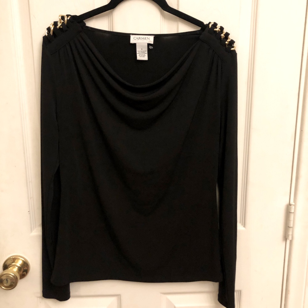 NWOT Black w/Gold Chain Shirt SZ. S